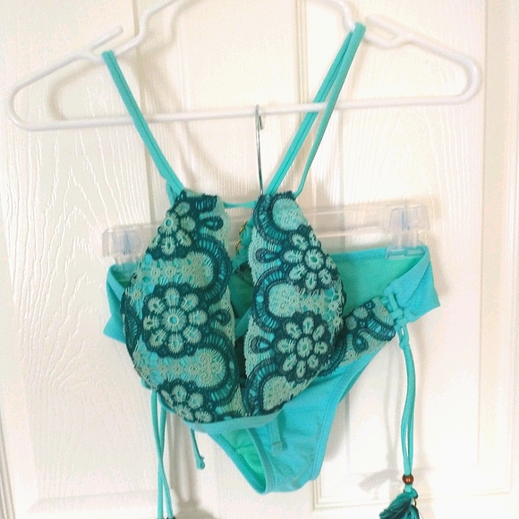 Time and Tru Other - Blue + Teal Halter Top Bikini